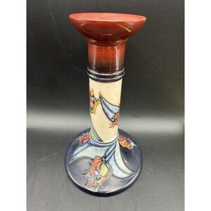 Vintage 1994 Moorcroft Sally Tuffin Red Tulip Candlestick 8 Inch England
